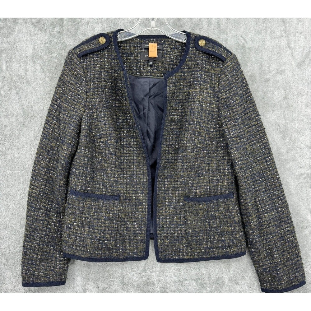Talbots Blazer Womens 10 Wool Alpaca Blend Metallic Nautical Career Lined Italy